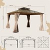 VisioGear Canopies and Gazebos, Outdoor Gazebos with Double Roof, Gazebo Pavilion with Curtain and Net for Garden, Yellow, 142.9”*142.9"*114.17" - 2 of 4