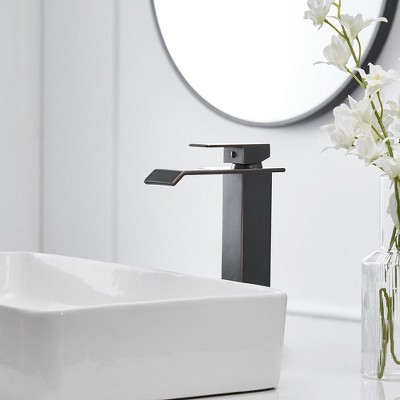 Oil-Rubbed Bronze Tall Vessel Sink Faucet with Drain Assembly