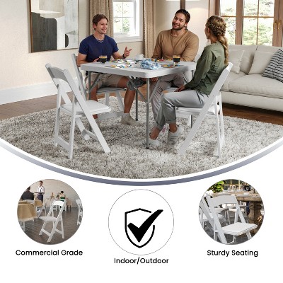 Elegant White Beechwood Folding Chair with Detachable Cushion