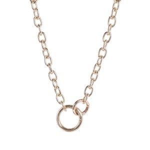 Slickblue 19" Gold Chain Link Necklace, Two Self-Closing Clasp Rings, Adjustable Length, Women's Fashion, Gold - 1 of 2