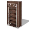 vidaXL 5 Tier Shoe Rack Tower Portable Storage Organizer with Shelf - Brown - 2 of 4