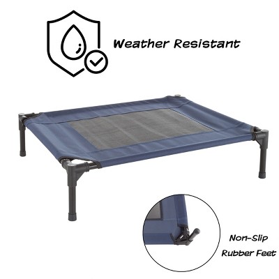 Small Navy Elevated Outdoor Pet Bed with Steel Frame
