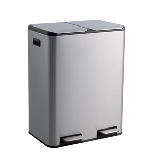 SEVOBAL Trash Can Kitchen Garbage Can Trash Cans Rectangle Stainless Steel with Soft Close Lid Step Foot Pedal Bathroom Toilet, Gray, 29"*22"*17" - 1 of 4