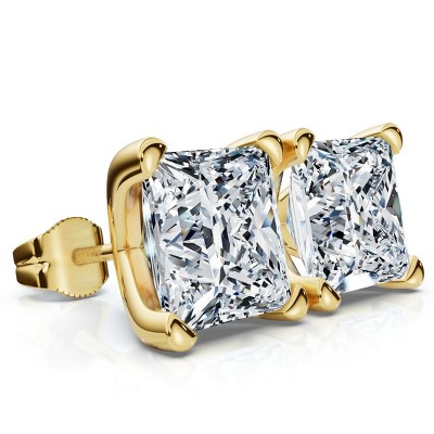 Pompeii3 Certified 4Ct Princess Cut Martini Studs 14k Gold Lab Created