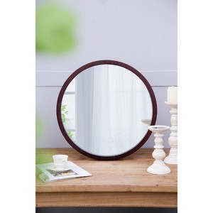 Lyngins 20x20 Inch Wall Mount Vanity Mirror,Modern Round Bathroom Mirror with Wooden Frame for Bathroom,Bedroom - 1 of 4