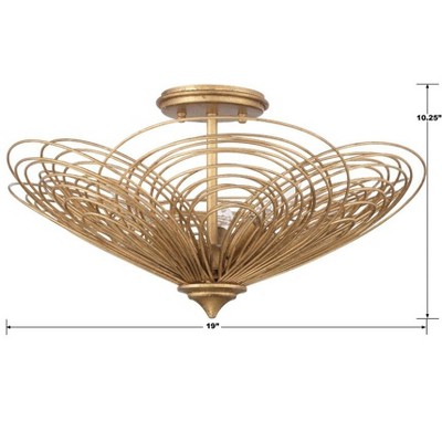 Renaissance Gold Crystal LED Semi-Flush Mount Light