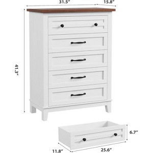 5 Dresser for Bedroom, 41.3" Tall Vertical Drawer Dresser w/Storage Freestanding, Wooden Closet Storage Chest for Living Room, Bedroom - 1 of 1