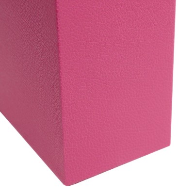 21" Hot Pink Leather Rectangular Nightstand Lamp with White Shade