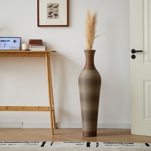 AZL1 Life Concept Decorative Vase Classic Neat Artificial Rattan Freestanding Flower Holder for Home Living Room Entryway, Grey, 11.49"*11.48"*41.02" - 1 of 4