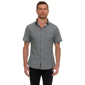 Canada Weather Gear Men’s Short Sleeve Button-Up Shirt – Casual Slim Fit Collared Shirt with Front Pocket – Lightweight Stretch - 1 of 4