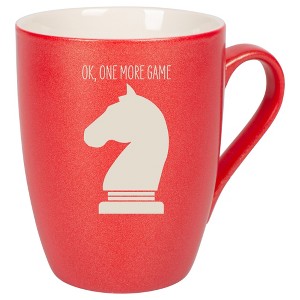 100 North Chess Knight 10 Ounce Crimson Red Metallic Finish, Comfortably Fits Your Hands, New Bone China Coffee Tea Cup Mug, Ok, One More Game - 1 of 1