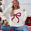 Coolmee Womens Winter Sweater Long Sleeve Crewneck Sweaters Knit Casual Fit Cute Bow Pullover Tops - 3 of 4