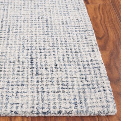 Handmade Blue and Ivory Wool Rectangular Area Rug 4' x 6'
