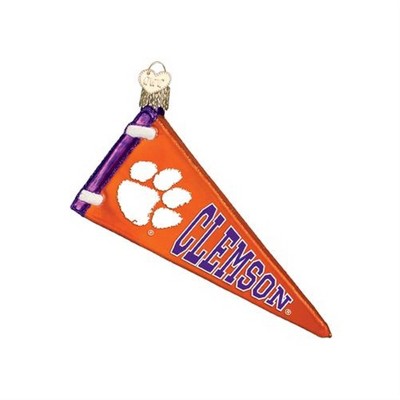 Old World Christmas Blown Glass Ornament for Christmas Tree, Clemson Pennant