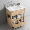 30" Bathroom Vanity with Ceramic Sink, Solid Wood & MDF Cabinet with 2 Drawers & Open Shelf, Freestanding, Natural Finish - 2 of 4
