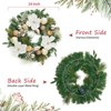 24" Christmas Wreath for Front Door, Large Artificial Winter Wreath with Berries Ball Ornaments for Fireplace Window Wall Indoor Outdoor Decor - 3 of 4