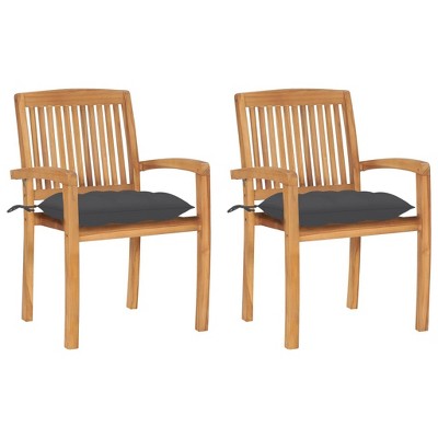 vidaXL Garden Chair Set of 2 Teak Solid Teak wood Standard Foldable