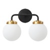 POWLIG 14.17-in 2-Light Black&Gold Bathroom Light Fixtures Over Mirror Vanity Lighting with Milk White Glass Globe Shades - 2 of 4