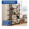 5 Tier Bookshelf Bookcase 5 Shelf Bookcase Industrial Rustic Vintage Open Storage Metal & Wood Bookshelf For Living Room Bedroom Home Office - 4 of 4
