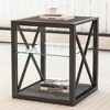 PAGED Rustic Wood Spliced Design Coffee Table with Tempered Glass Top,Industrial Style Tea table Center Table for Living Room,Bedroom - 2 of 4