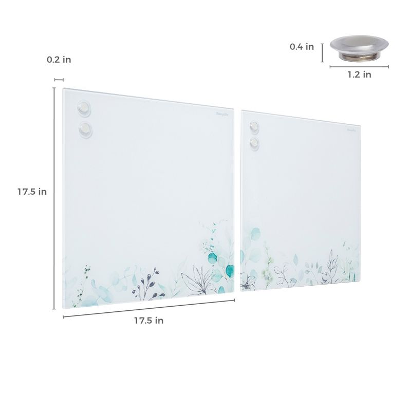 ECR4Kids MessageStor 17.5in x 17.5in Magnetic Dry-Erase Glass Boards and 4 Magnets, 2-Pack, 3 of 9