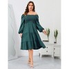 Clearlove Womens Plus Size Square Neck Dresse High Waist Smocked Ruffle A Line Tiered Flowy Maxi Dress with Pocket - 4 of 4