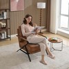 Kumasinova Mid-Century Accent Chair,Upholstered Lounge Chair with Iron Frame and Thicker Cushion,Comfy Reading Chair for Living Room,Bedroom,Brown - 2 of 4