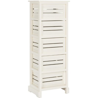 Coastal White Pine 5-Drawer Lingerie Chest with Slatted Crates