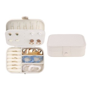 Unique Bargains Travel Small Portable PU Leather Storage Display Holder Jewelry Box for Women's Girls' Gifts - 1 of 4