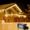 Itopfox 300 Piece LED Icicle Curtain Lights Warm White 33FT 8 Modes 30V Plug in Connectable for Wedding Christmas Indoor Outdoor - 3 of 4