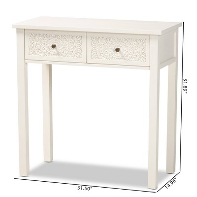 Lambert Classic White Firwood 2-Drawer Console Table