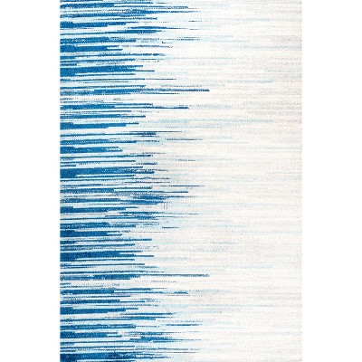 Coastal Breeze Linear Stripe Synthetic 3x5 Blue/Cream Rug