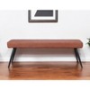 HomeRoots 54" Brown and Black Faux Leather Upholstered Dining Bench - 2 of 4