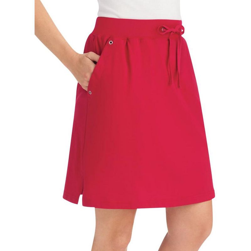 Collections Etc Casual Pull-On Sport Knit Skort with Grommet Side Pockets, 21"L, 3 of 4
