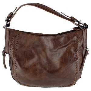 Alyssa Women's Synthetic Leather Adjustable Slouch Shoulder Handbag, Brown - 1 of 4