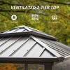 DOMETOUR Grill Gazebo 8'×6' Aluminum BBQ Outdoor Hardtop with Shelves, Double Roof for Patio, Lawn, Deck, Backyard, Garden (Brown) - 2 of 4