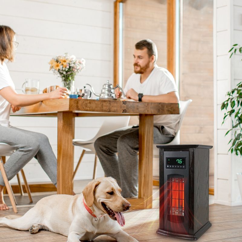 LifeSmart HT1029 1500 Watt Portable 21 Inch Electric Infrared Quartz Tower Space Heater for Indoor Use with 3 Heating Elements and 2 Remotes, Black, 5 of 7