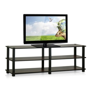 Furinno Modern 3-Tier TV Stand Console Table Media Entertainment Center w/Open Storage Shelf,Dark Brown/Black - 1 of 4