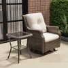 YARDSIGHT 2-Piece Outdoor Wicker Swivel Glider Chair Set with Red Cushions and Glass Table for Patio or Garden - 2 of 4