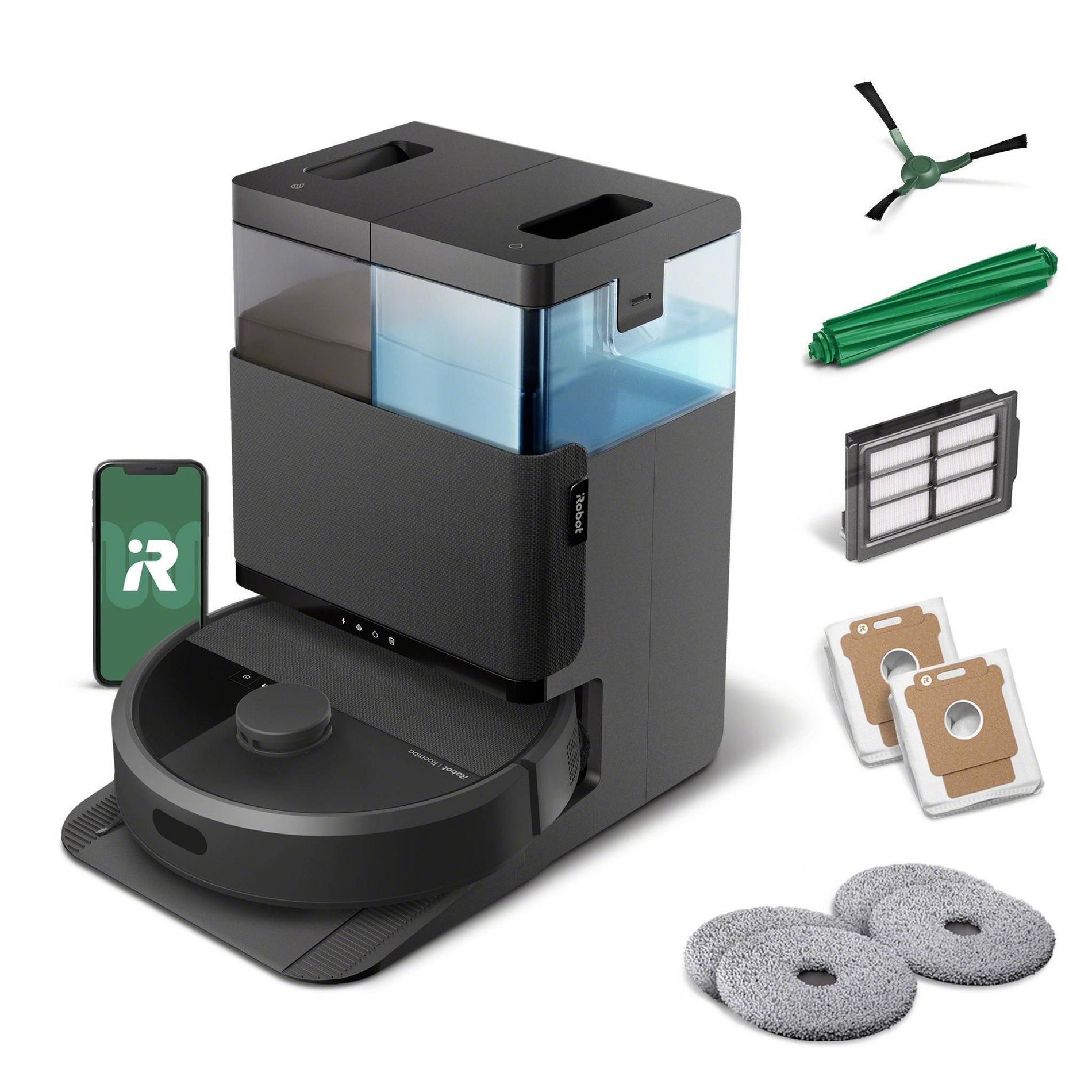 iRobot Roomba Plus 405 (G185) Combo Vacuum & Mop + AutoWash Dock Dual Spinning Pads, Smart & Fast Mapping Black