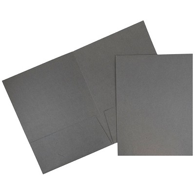 JAM Paper Two-Pocket Textured Linen Business Folders Gray Bulk 25/Pack 386LGYA