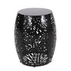 CAVINAS Modern Iron Patio Side Table with Tropical Palm Leaf Cut Design, Modern Barrel-Shaped Patio End Tables, Iron-cut  Outdoor Table - 4 of 4
