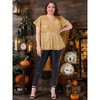 Women's Plus Size Sequin Metallic Faux Wrap V Neck Short Sleeve Glitter Party Peplum Blouses - Agnes Orinda - 3 of 4