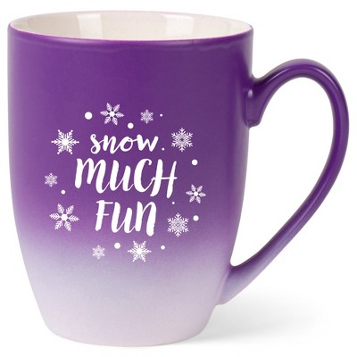 Elanze Designs Snow Much Fun Two Toned Ombre Matte Purple and White 12 ounce Ceramic Stoneware Coffee Cup Mug