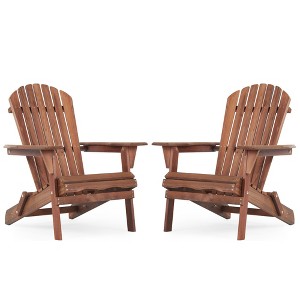 Okak Outdoor Adirondack Chair with Wooden Frame Set of 2, Foldable Outdoor Chair with FIxed Arms, Porch Chairs for Garden, Lawn, Backyard - 1 of 4