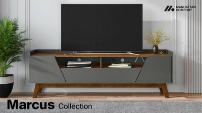 Marcus Rustic Brown Mid-Century Modern TV Stand with Cabinet
