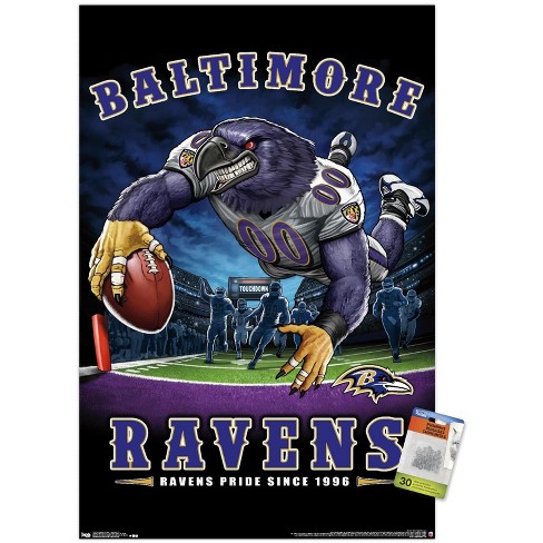 Trends International NFL Baltimore Ravens - Lamar Jackson Feature Series 23  Unframed Wall Poster Print Clear Push Pins Bundle 14.725 x 22.375