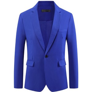 INSPIRE CHIC Men's Business Regular Fit Notch Lapel Single Formal Breasted Blazer - 1 of 4