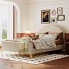 Full Size Platform Bed Frame With Semi-circle Shaped Upholstered Headboard, Metal Legs Modern Full Size Bed - image 2 of 4