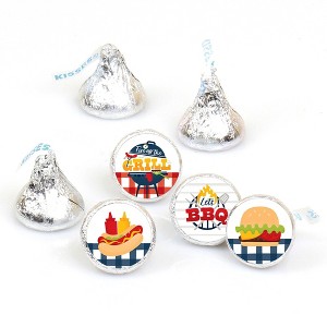 Big Dot of Happiness Fire Up the Grill - Summer BBQ Picnic Party Round Candy Sticker Favors - Labels Fits Chocolate Candy (1 sheet of 108) - 1 of 4